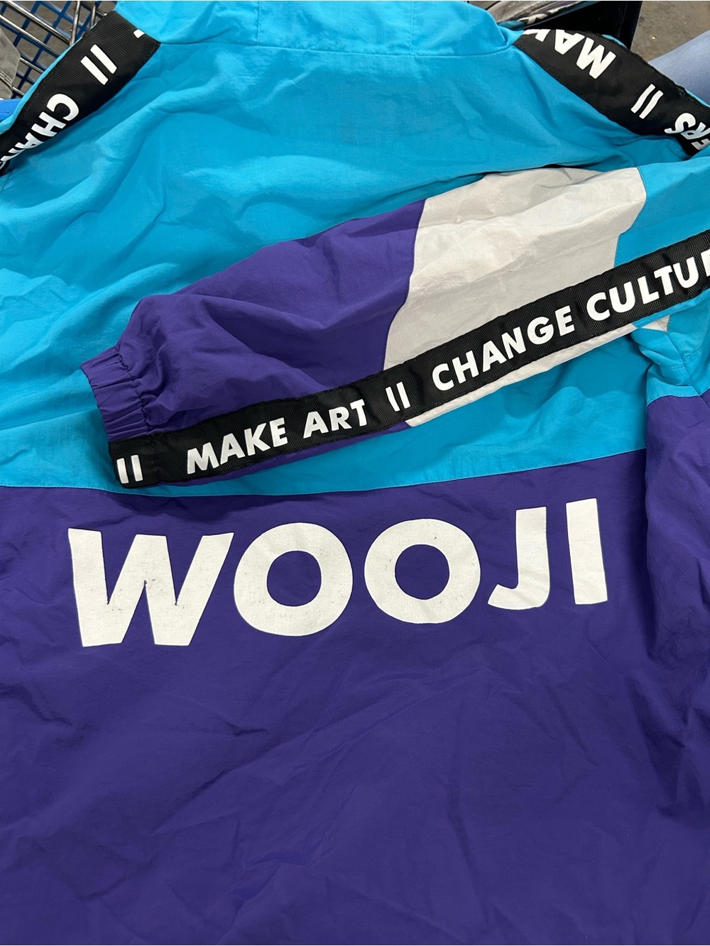 WOOJI Colorblock Windbreaker Jacket - Teal, Purple, White - Picture 4 of 4